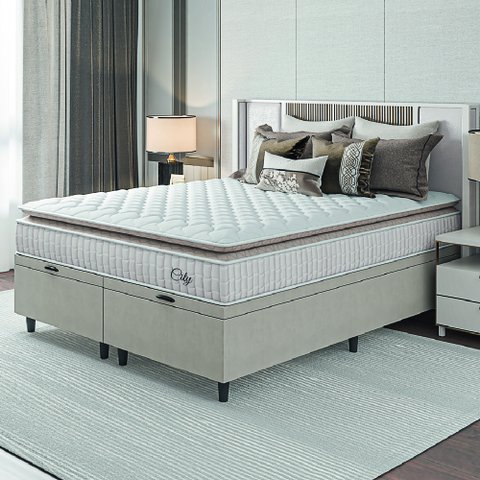Cama Box Colchão Baú Queen Molas Ensacadas City Pillow Top 158x198x64cm 