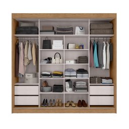 Guarda Roupa Seul 2 Pts Espelho 100% Mdf Freijó Off White - 2