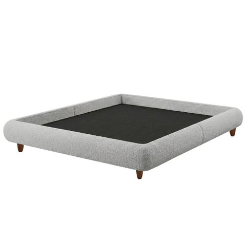 Cama King Japonesa Pés Madeira 210cm Nami Bouclé Cinza Claro - Nexta Casa