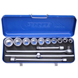 Jogo de Soquetes Estriados e Acessórios com 14 Peças 22 - 50 Mm Encaixe 3/4" - Gedore 017201 - 1
