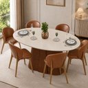 Ver imagem 2 de Mesa de Jantar 6 Lugares Orgânica Elipse Tampo com Vidro 183cm Degas D05 Freijó Off White - Lyam