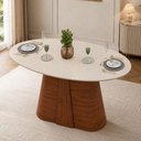 Ver imagem 1 de Mesa de Jantar 6 Lugares Orgânica Elipse Tampo com Vidro 183cm Degas D05 Freijó Off White - Lyam