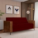 Ver imagem 1 de Sofá Living Decorativo Houston 2 Lugares 200cm Pés em Metal Veludo/ Pu Bordô/ Marrom G33 - Gran Belo