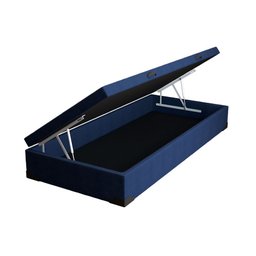 Cama Box Baú Solteiro Sintético Azul 88x188 - 2