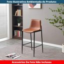 Ver imagem 6 de Kit 2 Banquetas Altas Eulália Rivatti 103 Cm (altura) em Pu Marrom com Base em Aço Grafite