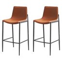 Ver imagem 1 de Kit 2 Banquetas Altas Eulália Rivatti 103 Cm (altura) em Pu Marrom com Base em Aço Grafite