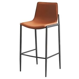 Kit 2 Banquetas Altas Eulália Rivatti 103 Cm (altura) em Pu Marrom com Base em Aço Grafite - 2