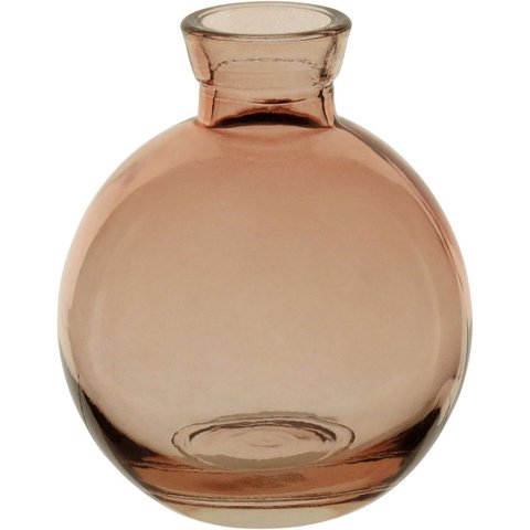 Vaso Garrafa Decorativo de Vidro Rosa 9x7x7cm Enfeite Sala Mesa Estante Aparador