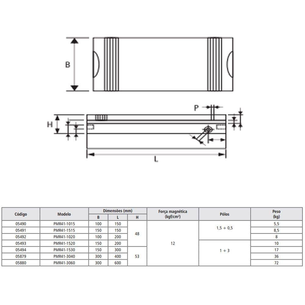 Mesa Magnética Permanente Modelo Pmr41-1015 - Força Magnética 12 Kgf - 2