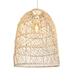 Pendente Rattan em Fibra Natural Vime Bancada Sala E27 Nat72