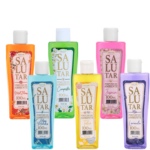 Aromatizador de Ambiente Salutar 100 Ml, Tampa Gotejadora, Kit 6 Unidades 100 Ml