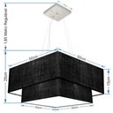 Ver imagem 2 de Lustre Pendente Duplo Quadrado Vivare Md-4066 Cúpula em Tecido 50x35cm - Bivolt - Preto - Bivolt