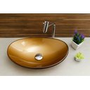 Ver imagem 3 de Kit Banheiro Cuba Vidro Oval 47 Cm + Torneira Link + Válvula:bronze