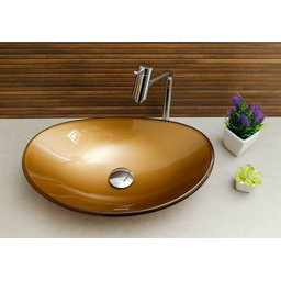 Kit Banheiro Cuba Vidro Oval 47 Cm + Torneira Link + Válvula:bronze - 3