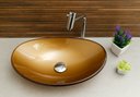 Ver imagem 3 de Kit Banheiro Cuba Vidro Oval 47 Cm + Torneira Link + Válvula:bronze