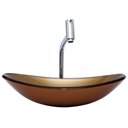 Ver imagem 1 de Kit Banheiro Cuba Vidro Oval 47 Cm + Torneira Link + Válvula:bronze