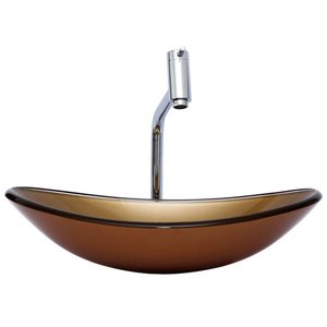 Kit Banheiro Cuba Vidro Oval 47 Cm + Torneira Link + Válvula:bronze