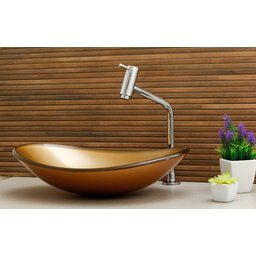 Kit Banheiro Cuba Vidro Oval 47 Cm + Torneira Link + Válvula:bronze - 2