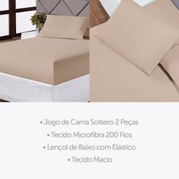 Jogo de Cama Lençol Casal 3 Peças Adolescente Infantil Cáqui - 4