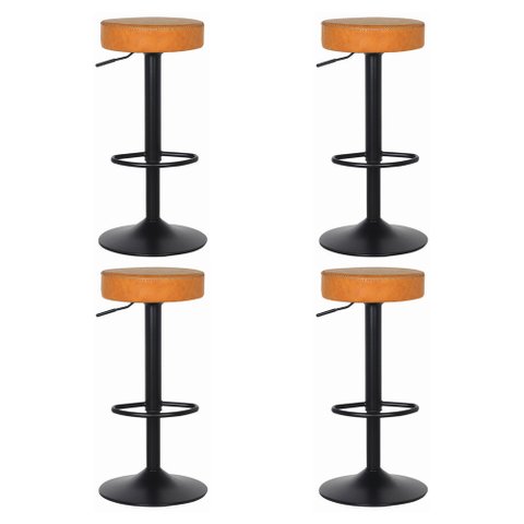 Kit 4 Banquetas Viena Alta Para Bar Balcão Bancada Pub Bistrô Cozinha Americana Giratória