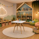 Ver imagem 1 de Mesa Eames Eiffel Infantil Madeira Tampo 68cm Quadrado Branco