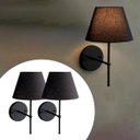 Ver imagem 3 de Kit 2 Arandelas de Parede Clássica Alumínio com Cúpula Tecido Algodão Ref 19