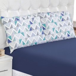 Jogo de Cama Lençol Siena Solteiro Malha Estampada 100% Algodão 2 Peças - Azul Geométrico - 1