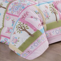 Coberdrom Coruja Doly Solteiro Infantil Sherpa Toque Lã de Carneiro 1 Peça - Rosa - 3
