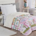 Ver imagem 1 de Coberdrom Coruja Doly Solteiro Infantil Sherpa Toque Lã de Carneiro 1 Peça - Rosa