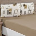 Ver imagem 1 de Jogo de Cama Lençol Siena King Malha Estampada 100% Algodão 3 Peças - Avelã