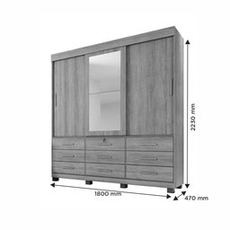 Guarda-Roupas Londres 3 Portas 9 Gavetas com Espelho Benetil Imbuia - 3