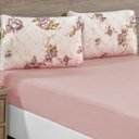 Ver imagem 1 de Jogo de Cama Lençol Siena King Malha Estampada 100% Algodão 3 Peças - Rosê Florido