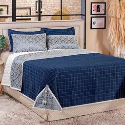 Kit Cobre Leito Queen Lumina Dupla Face 7 Peças Azul - 1