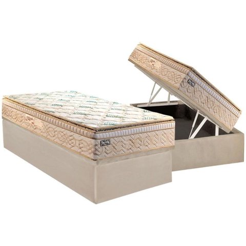 Cama Box Baú Solteiro: Colchão Molas Masterpocket Ensacadas Paropas Eco Bamboo + Base Crc Suede