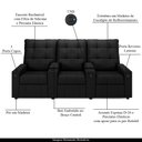 Ver imagem 3 de Poltrona do Papai Reclinável Sala de Cinema Movie 3 Lugares Manual Baú USB Veludo Preto Gran Belo Mo