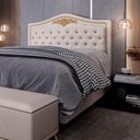 Ver imagem 2 de Cabeceira Cama Box Casal King 195cm com Tachas Imperial Veludo J02 Bege - Mpozenato