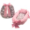 Kit Ninho para Bebê Redutor de Berço + Almofada Amamentação Pompom Panda Rosa - 1