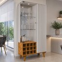 Ver imagem 1 de Cristaleira para Sala de Jantar com Adega 2 Portas Vidro Ripada Toscânia B02 Off White Naturalle -