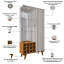 Ver imagem 5 de Cristaleira para Sala de Jantar com Adega 2 Portas Vidro Ripada Toscânia B02 Off White Naturalle -