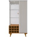 Ver imagem 2 de Cristaleira para Sala de Jantar com Adega 2 Portas Vidro Ripada Toscânia B02 Off White Naturalle -