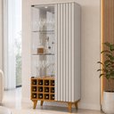 Ver imagem 4 de Cristaleira para Sala de Jantar com Adega 2 Portas Vidro Ripada Toscânia B02 Off White Naturalle -