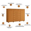 Ver imagem 3 de Cômoda Sapateira 2 Portas 7 Gavetas com Chave Riviera A04 Cinamomo - Lyam Decor