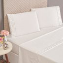 Ver imagem 1 de Jogo Cama Lençol Santoro Queen Micropercal 300 Fios 4 Peças - Branco