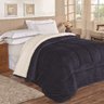 Coberdrom Apollo Solteiro Sherpa Manta Flannel Toque Lã de Carneiro 1 Peça - Azul Marinho - 1