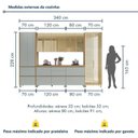 Ver imagem 3 de Cozinha Rainha 6 Peças 10 Portas Cristaleira Reflecta 100% MDF Verde