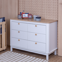 Ver imagem 2 de Cômoda 6 Gavetas em MDF com Tampo de Madeira Carvalho Malva Linha Cromo