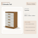 Ver imagem 4 de Cômoda Tati 5 Gavetas para Quarto Cinamomo Off White Formimóveis