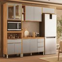 Ver imagem 1 de Cozinha Completa com Balcão Paneleiro Duplo Forno em MDF 4 Peças 9 Portas 4 Gav 270cm Cinamomo Nude 