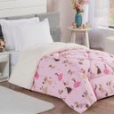 Ver imagem 1 de Coberdrom Menininhas Solteiro Infantil Sherpa Toque Lã de Carneiro 1 Peça - Rosa