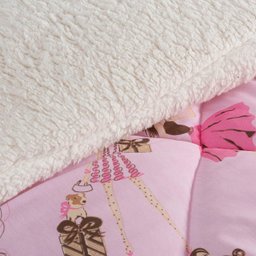 Coberdrom Menininhas Solteiro Infantil Sherpa Toque Lã de Carneiro 1 Peça - Rosa - 3